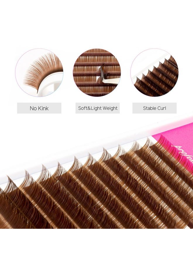 TDance Colorful lashes extension C Curl 0.07mm Thickness Semi Permanent Individual Eyelash Extensions Silk Volume Lashes Professional Salon Use Mixed 8-15mm Length In One Tray (Brown,C-0.07,8-15mm) - Image 2