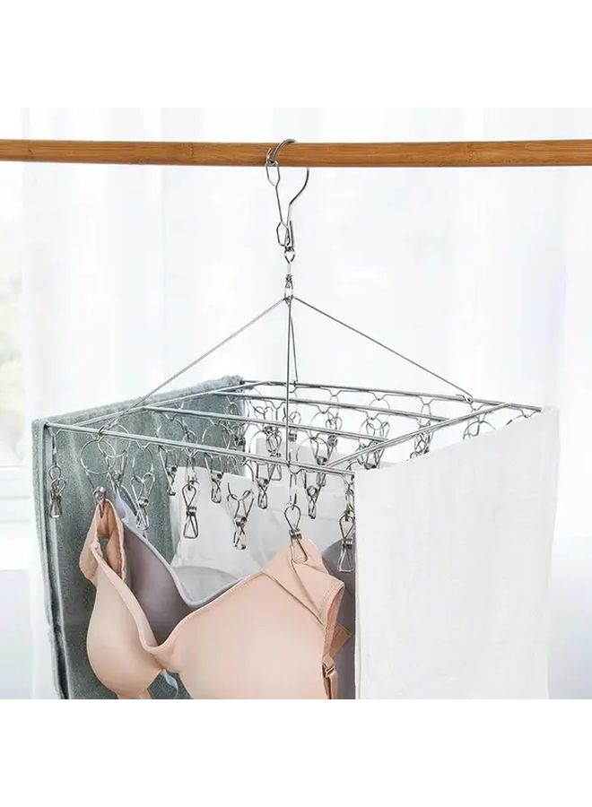 Extra Thick Stainless Steel 30 Clip Hanger Windproof Clothes Shoe Organizer - Image 1