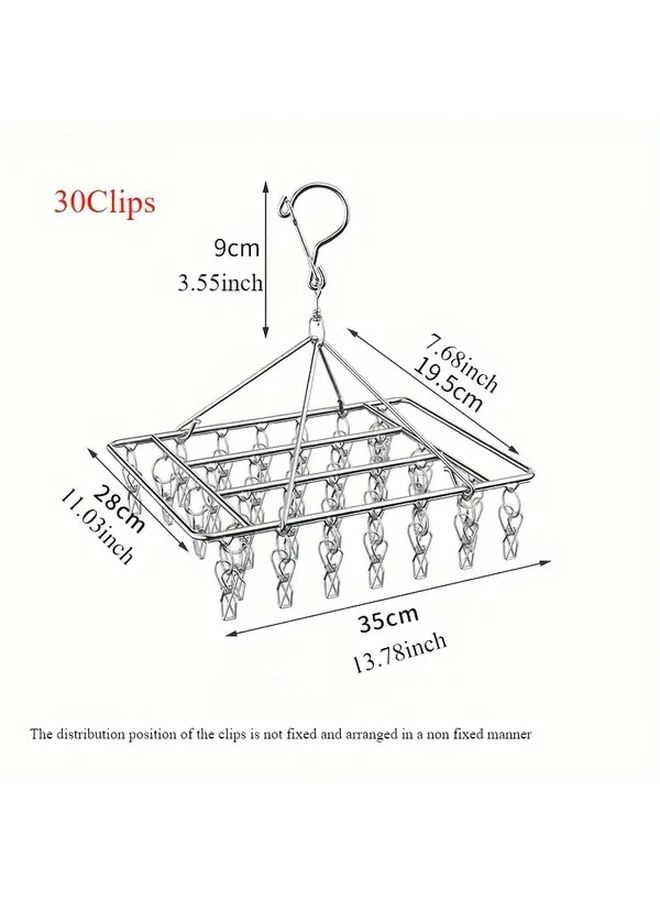 Extra Thick Stainless Steel 30 Clip Hanger Windproof Clothes Shoe Organizer - Image 2