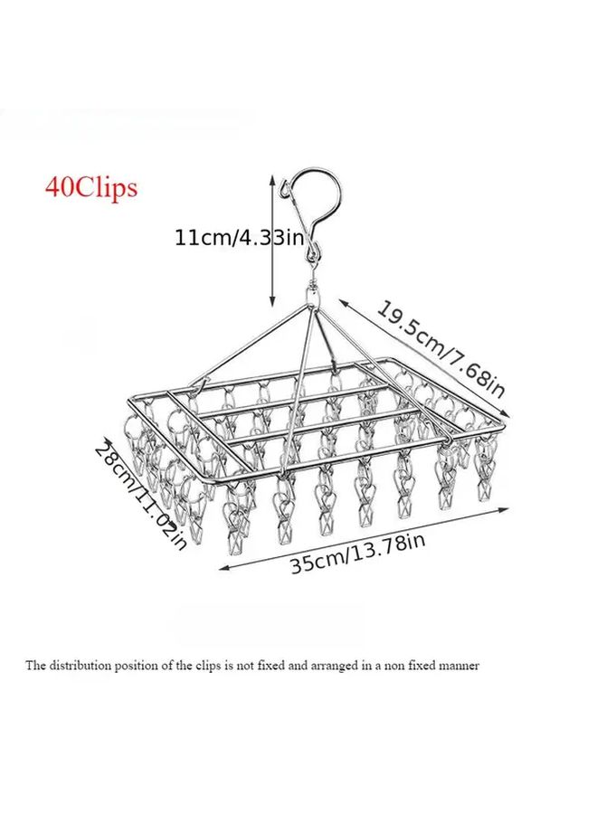 Extra Thick Stainless Steel 30 Clip Hanger Windproof Clothes Shoe Organizer - Image 3
