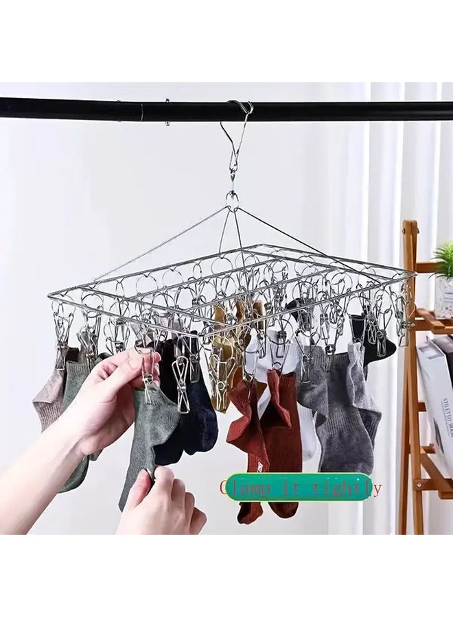 Extra Thick Stainless Steel 30 Clip Hanger Windproof Clothes Shoe Organizer - Image 4