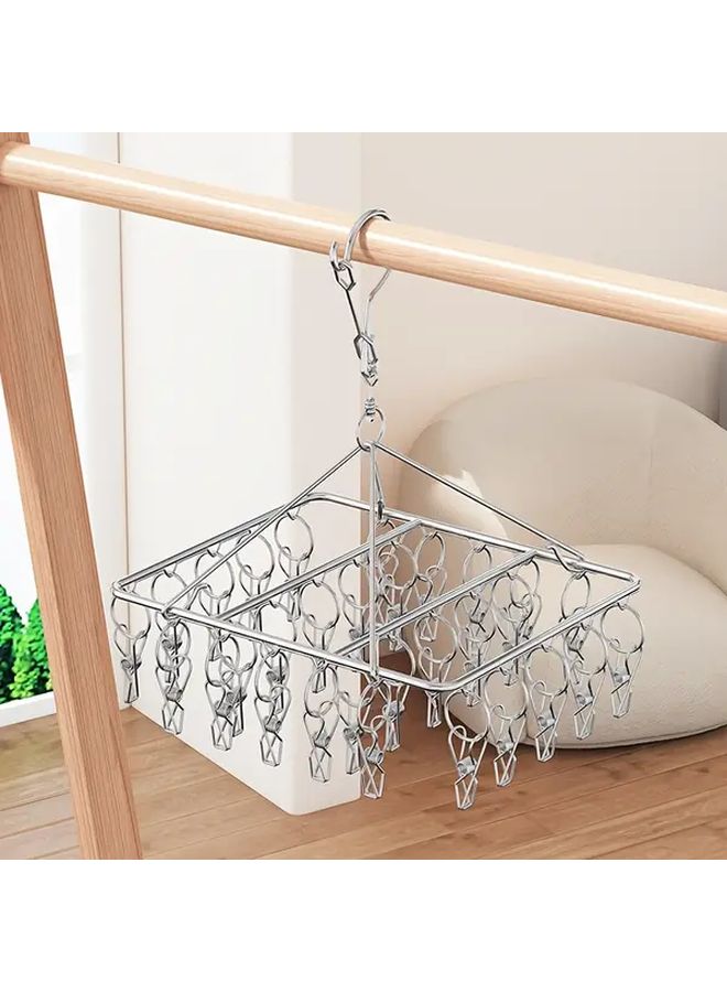 Extra Thick Stainless Steel 30 Clip Hanger Windproof Clothes Shoe Organizer - Image 5