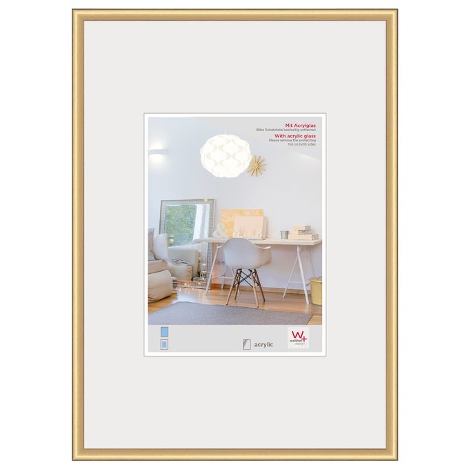 PICTURE FRAME GOLD 40 X 60 CM WITH ART GLASS NEW LIFESTYLE PLASTIC FRAME KVX460G