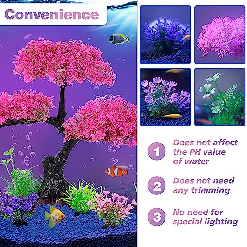 Ameliade Aquarium Artificial Plastic Plants Decoration, Pink Cherry Blossom Tree Aquarium Decor Set, Goldfish Betta Fish Tank Decorations Hides Accessories（Pink - Image 5