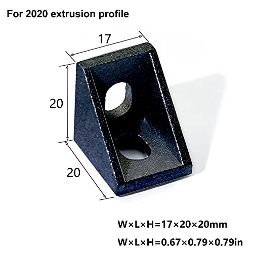 QIJINTRID 12Sets 2020 Series Aluminum Extrusion Black Connectors,12 pcs 2020 Aluminum Profile Corner Brackets,with 24 pcs Sliding T Nuts and Screws for 2020 Extrusion Extrusion Profile Accessories - Image 2