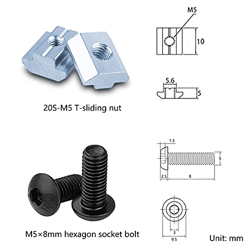 QIJINTRID 12Sets 2020 Series Aluminum Extrusion Black Connectors,12 pcs 2020 Aluminum Profile Corner Brackets,with 24 pcs Sliding T Nuts and Screws for 2020 Extrusion Extrusion Profile Accessories - Image 3