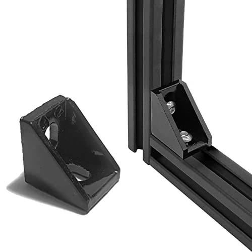 QIJINTRID 12Sets 2020 Series Aluminum Extrusion Black Connectors,12 pcs 2020 Aluminum Profile Corner Brackets,with 24 pcs Sliding T Nuts and Screws for 2020 Extrusion Extrusion Profile Accessories - Image 5