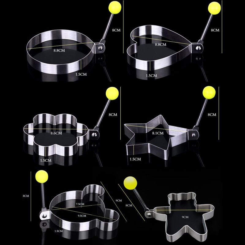 Slomg 8pcs Set Fried Egg Rings Molds Non Stick for Griddle Pan, Egg Shaper Pancake Maker with Handle, Stainless Steel Egg Form for Frying Cooking - Image 4
