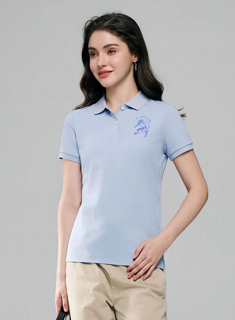 GIORDANO Women’s Slim Fit Embroidered 3D Lion Polo - Image 1