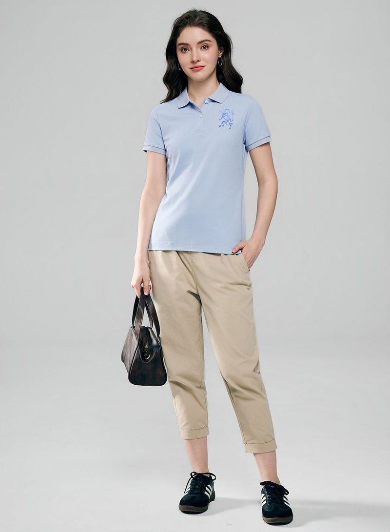 GIORDANO Women’s Slim Fit Embroidered 3D Lion Polo - Image 2