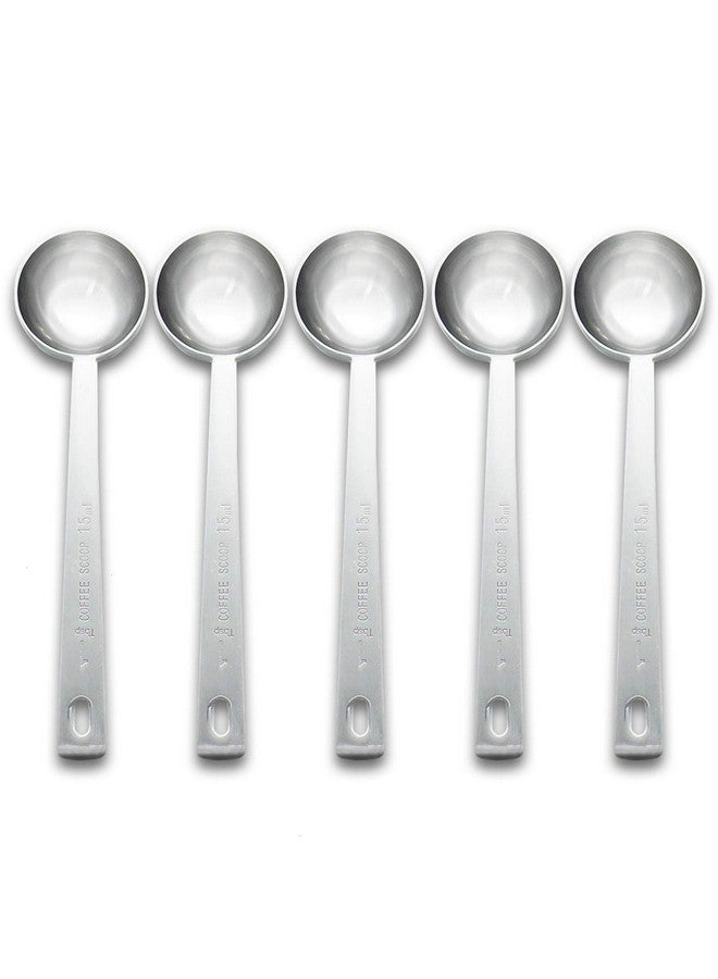 تيمو ملعقة قياس قهوة تيمو، ملعقة كبيرة، مقبض طويل، ملعقة من الفولاذ المقاوم للصدأ للقهوة، مسحوق الحليب، مسحوق الفاكهة، مجموعة من 5 قطع - Image 1
