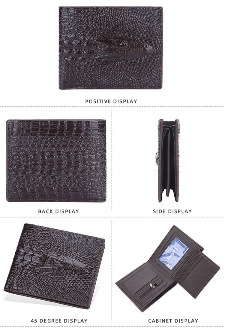 baellerry Crocodile Print Foldable Business Wallet Brown - Image 2