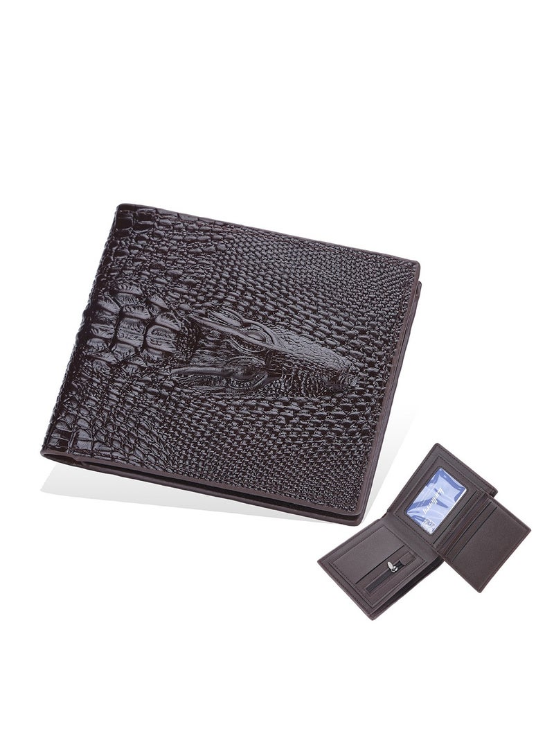 baellerry Crocodile Print Foldable Business Wallet Brown - Image 1
