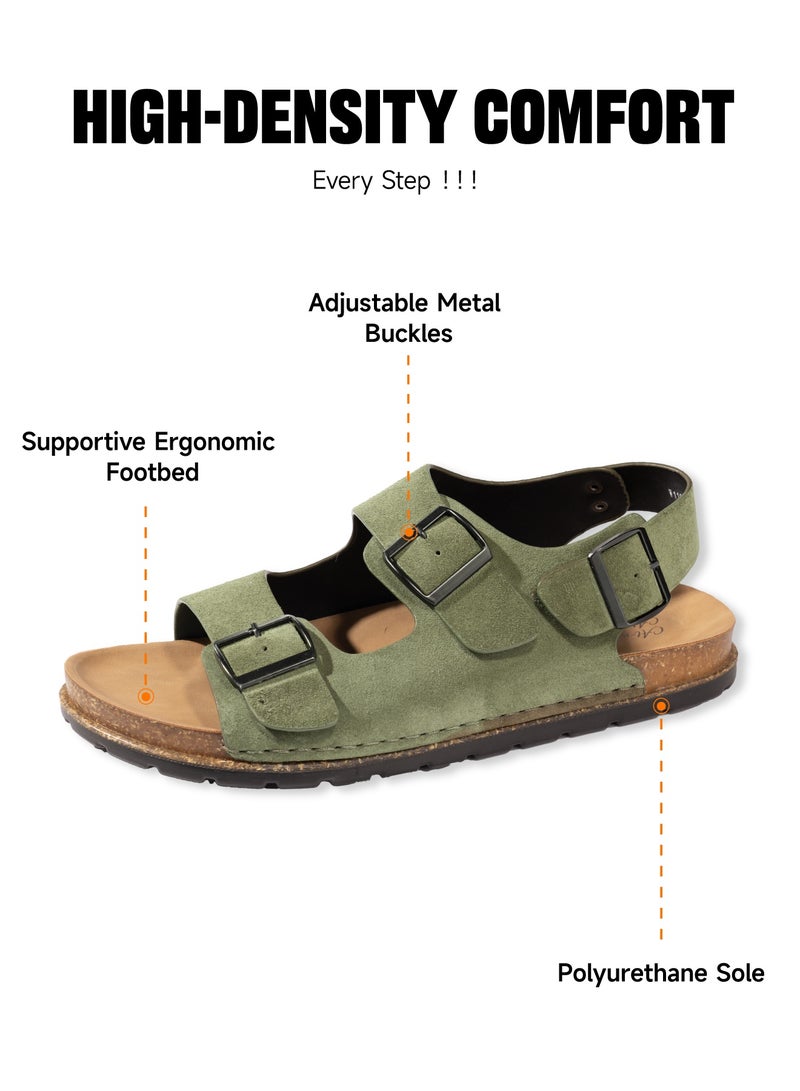 AL-WAHA AL-ZHABIA Men's Genuine Leather Sandals - Breathable PU Sole, Anti-Slip Design, Durable for Desert Climate & Daily Wear(44)  - Image 5