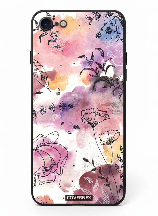 Covernex Apple iPhone 8 Protective Case Cover Printed Featuring Soft Pastel Watecolor Wildflower - Image 2