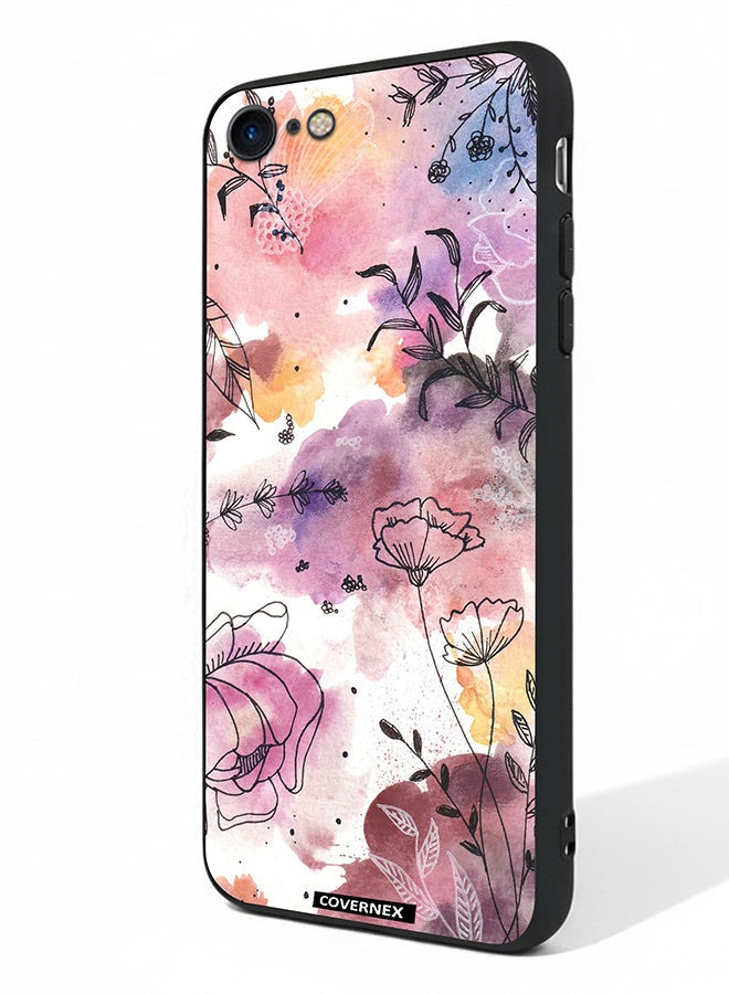 Covernex Apple iPhone 8 Protective Case Cover Printed Featuring Soft Pastel Watecolor Wildflower - Image 1
