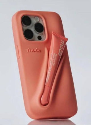 Lip Gloss Phone Case with Lip Tint, For iPhone Case Liquid Silicone Camera Protection Lipstick Lip Glaze Phone Case for iPhone 16 Pro (Orange)