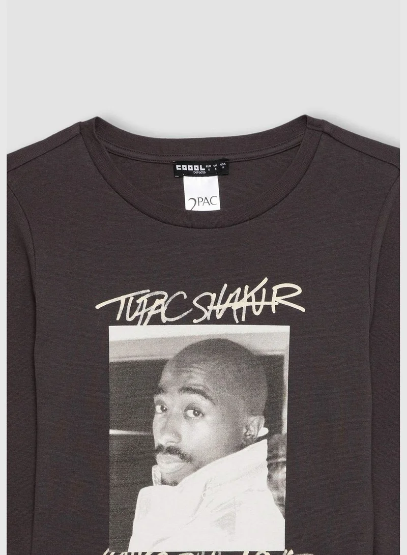 DeFacto Woman Tupac Shakur Licenced Crew Neck Knitted Long Sleeve T-Shirt