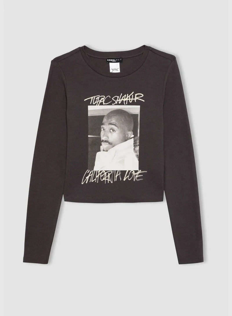 DeFacto Woman Tupac Shakur Licenced Crew Neck Knitted Long Sleeve T-Shirt