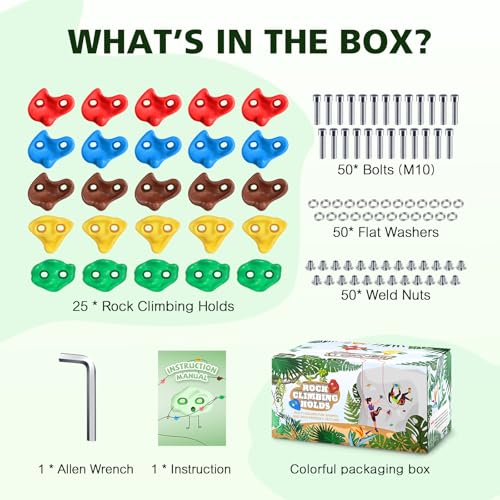 TOPNEW 25PCS Rock Climbing Holds for Kids Large Climbing Holds for Play Set Swingset Adult Rock Wall Holds with Mounting Hardware for Indoor Outdoor Rock Climbing Wall - Image 5