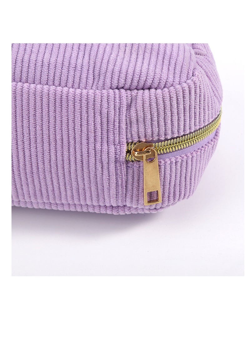 Corduroy Cosmetic Bag, Large Travel Toiletry Organiser with Zipper, Makeup Pouch for Women - Image 3