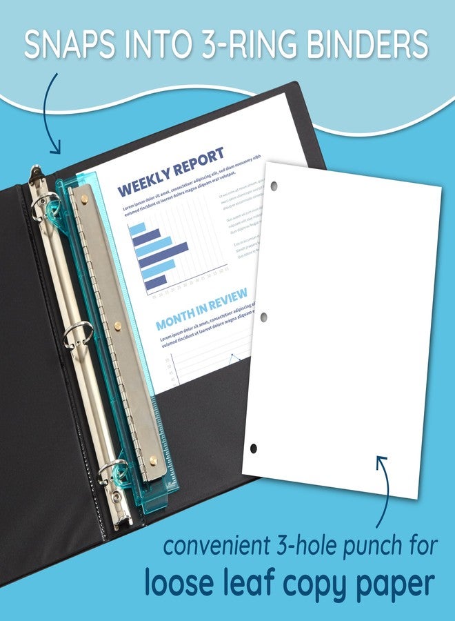 Blue Summit Supplies Set of 3 Hole Punch for Binder, Plastic Portable Ruler with Hole Puncher for Binder or Notebook, Easy to Use Flat Hole Punch for School or Office Use, Assorted Colors, 3 Pack - Image 2