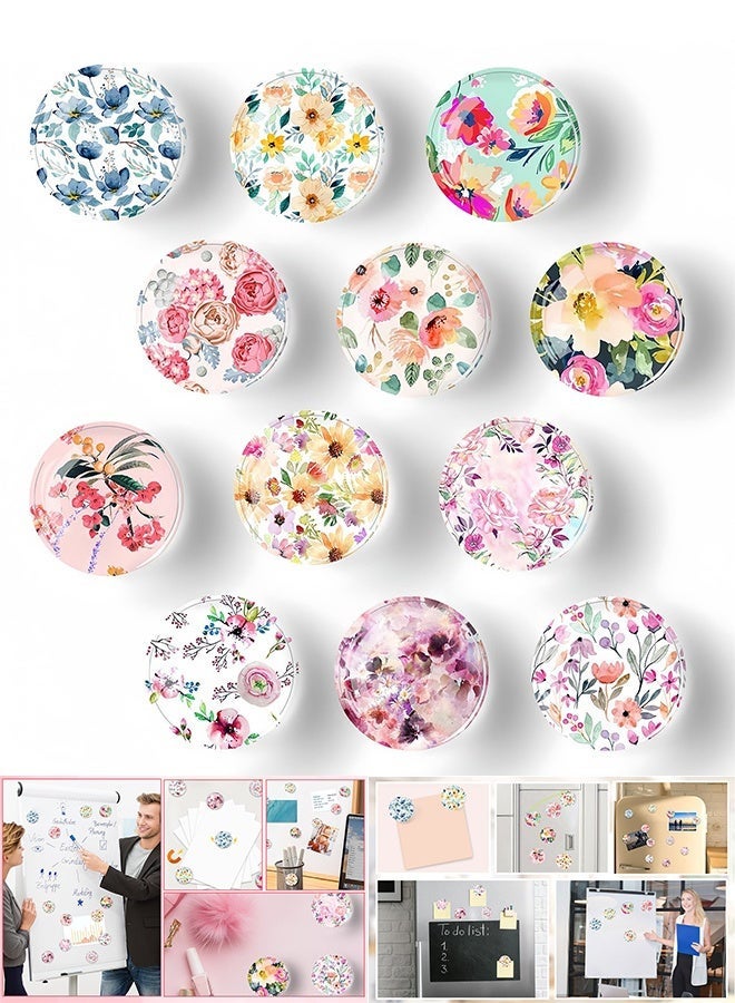 منزل الغابة 12 قطعة من مغناطيس الثلاجة الزجاجي القوي، ملصقات الثلاجة، مغناطيسات الثلاجة الكريستالية الملونة المزخرفة للحرف اليدوية، مغناطيسات الثلاجة للمطبخ، السبورة البيضاء للمكتب، الخزانة وغسالة الأطباق - Image 1