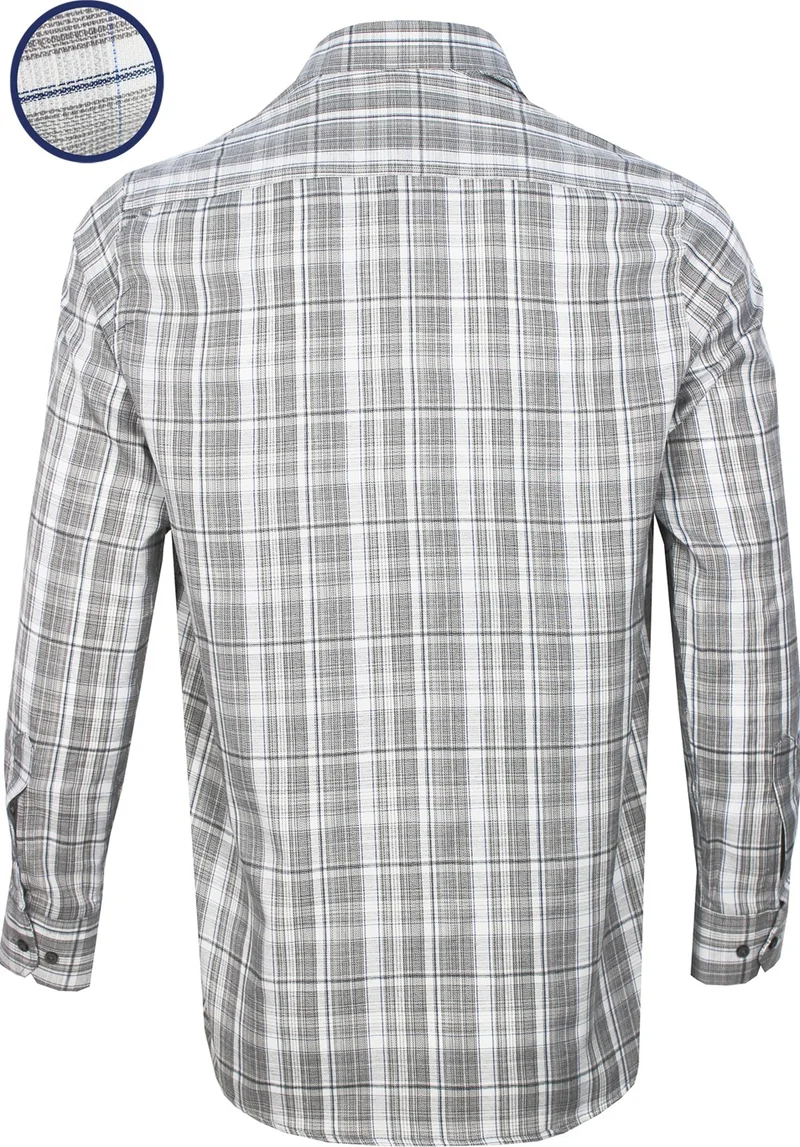 Varetta Men's Gray Checked Long Sleeve Classic Cut Collar Buttoned Shirt