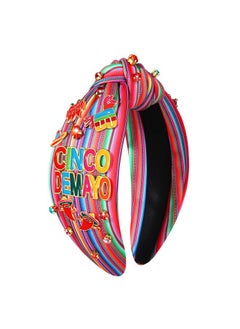 Mexican Headbands For Women Pinata Sombrero Chili Cactus Fiesta Headband Jeweled Rhinestone Knotted Headband Mexican Fiesta Hair Accessories Gifts (Mixed D)