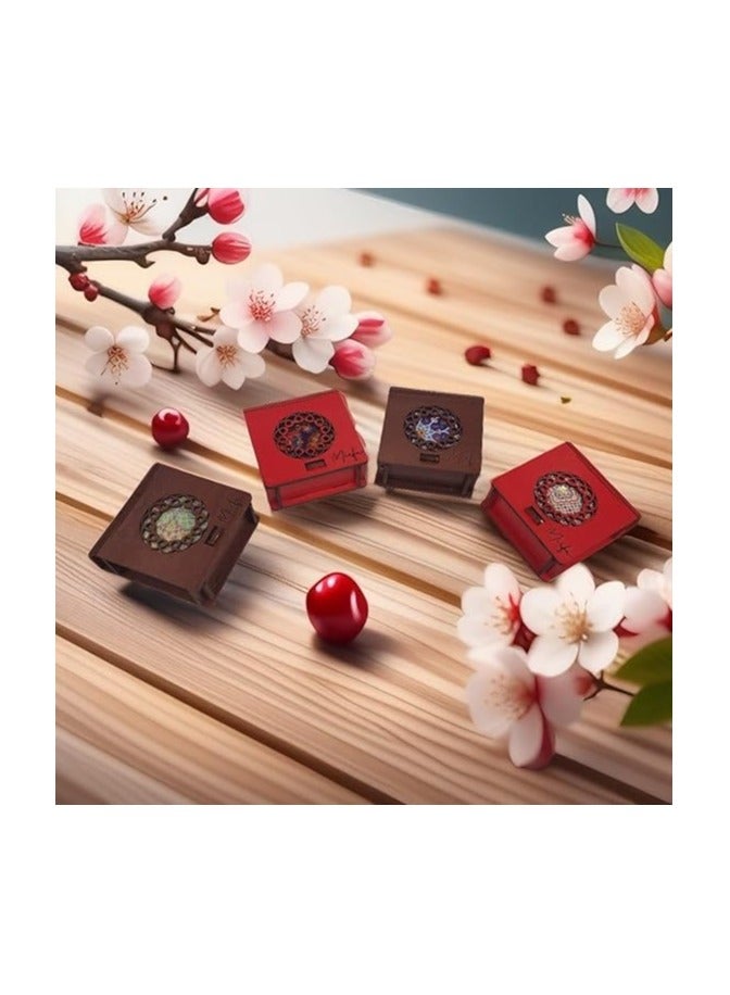 شموع معطرة في صندوق خشبي – 4 قطع