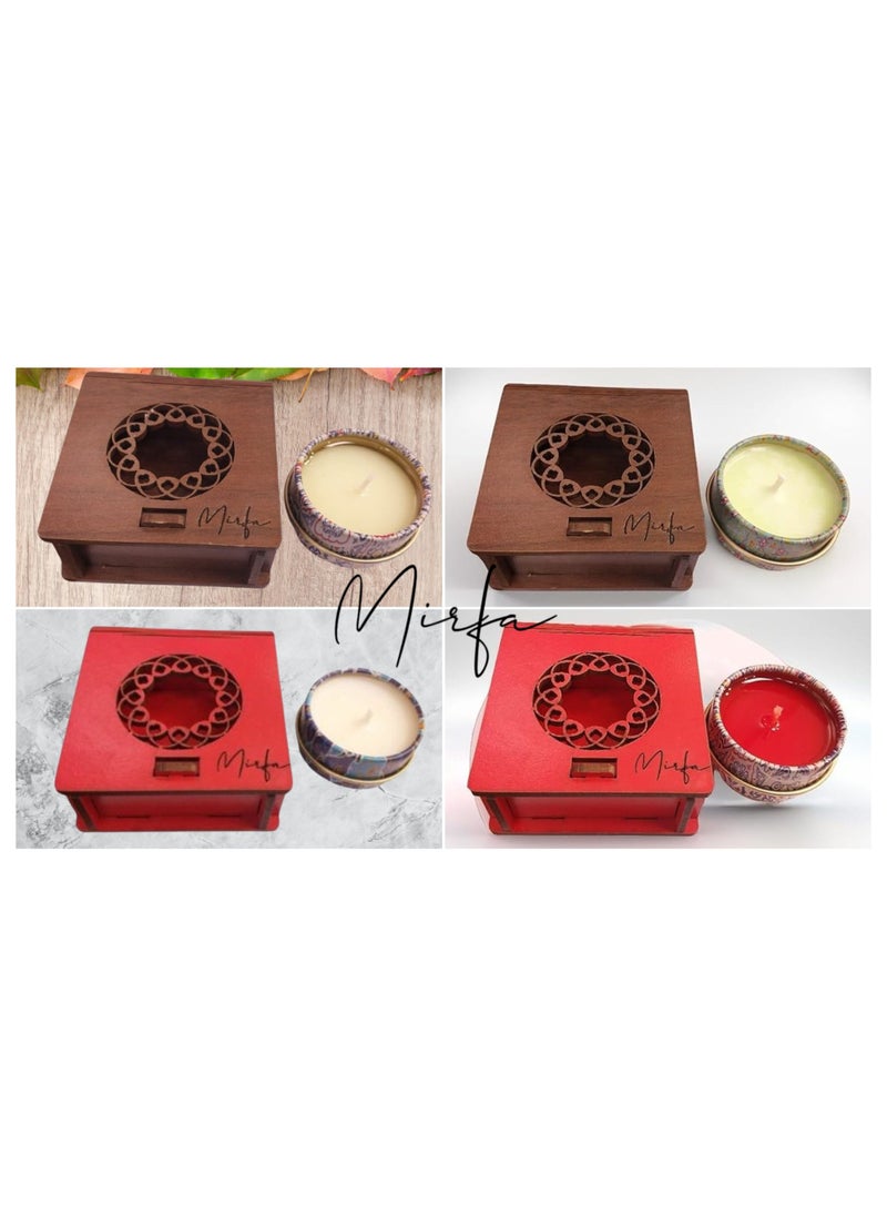 MIRFA Scented Candle In Wood Crafted Box - Assorted Pack of 4 - Small  - Image 2