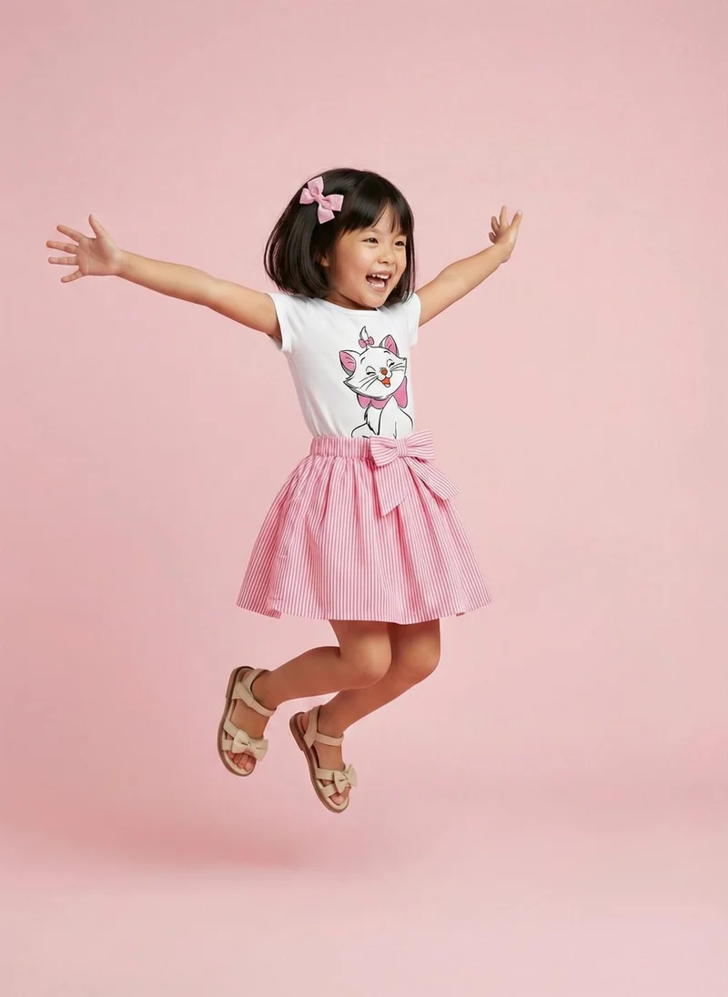 Nautinati  Nautinati Girls Marie Cat Printed Regular Fit Round Neck T-shirt and Skirt Co-ord Set for Women | Best Price UAE