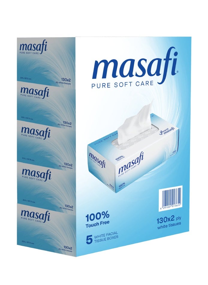 Masafi Masafi Facial Tissue Pack of 5 x 130 sheets x 2 Ply  - Image 1