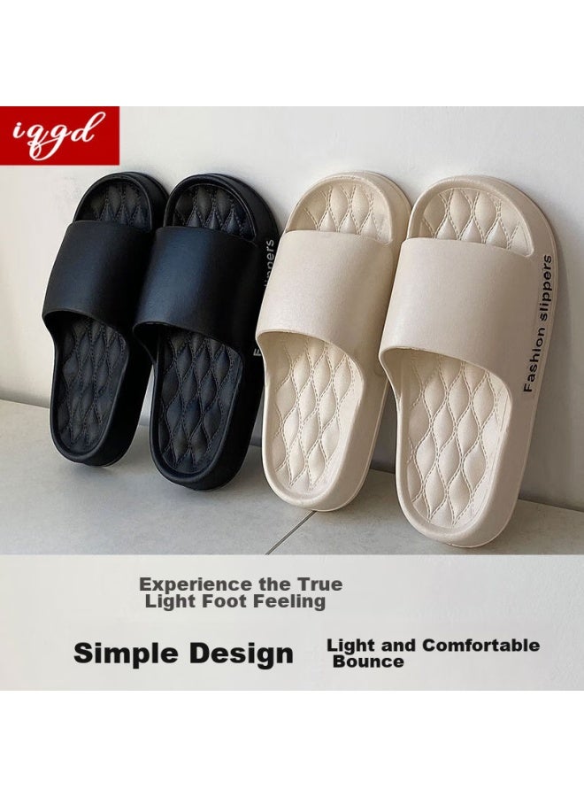 Iqgd Slippers For Men And Women, Soft-soled Floor Slippers, Non-slip Bathroom Slippers For Couples, Home Use, 1819 Black, Size 38-39 - Image 1