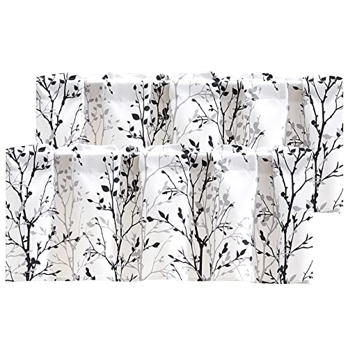 Luvyohmee Tree Branch Printed Valance Curtain, 18 inches Long Kitchen Valance, Black and Grey Window Valances for Kitchen, Bathroom, Dining Room, Living Room, Bedroom and Kid’s Room 2 Panels - Image 1