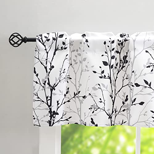 Luvyohmee Tree Branch Printed Valance Curtain, 18 inches Long Kitchen Valance, Black and Grey Window Valances for Kitchen, Bathroom, Dining Room, Living Room, Bedroom and Kid’s Room 2 Panels - Image 2