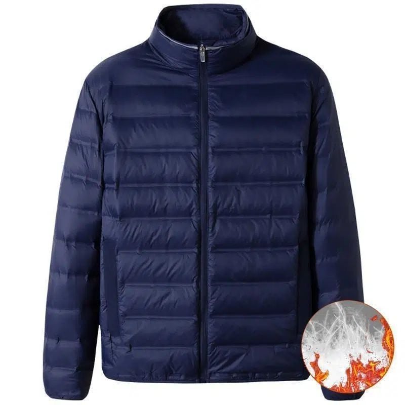 Fat Man Lightweight Down Cotton-padded Coat Mens Lightweight Thin Plus Size Plus Size 100.00kg Fat Man Down Cotton-padded Coat Fashionable navy blue (high quality) 