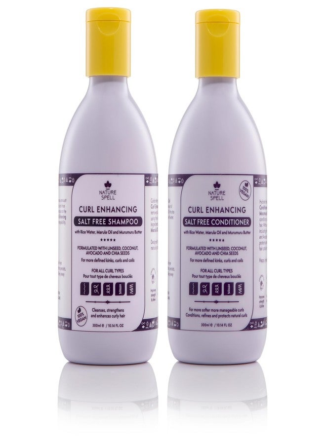 Nature Spell مجموعة شامبو وبلسم لتعزيز التجاعيد من ناتشر سبيل 10.14 أونصة سائلة ×2 منتجات للشعر المجعد - خالية من الكبريتات، مدعمة بماء الأرز وبذور الكتان، لجميع أنواع التجاعيد، 100% نباتية - Image 1