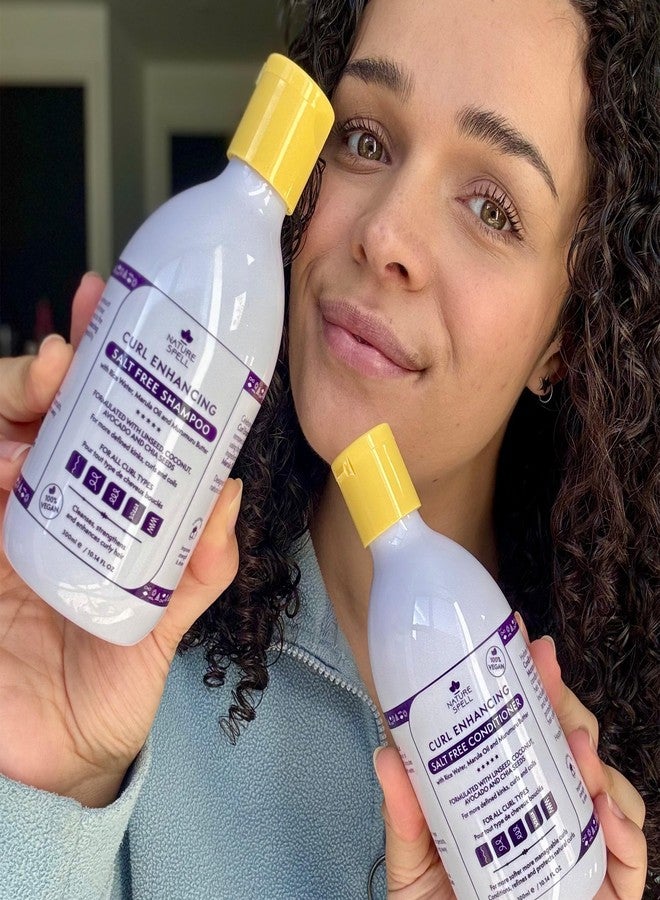 Nature Spell مجموعة شامبو وبلسم لتعزيز التجاعيد من ناتشر سبيل 10.14 أونصة سائلة ×2 منتجات للشعر المجعد - خالية من الكبريتات، مدعمة بماء الأرز وبذور الكتان، لجميع أنواع التجاعيد، 100% نباتية - Image 2