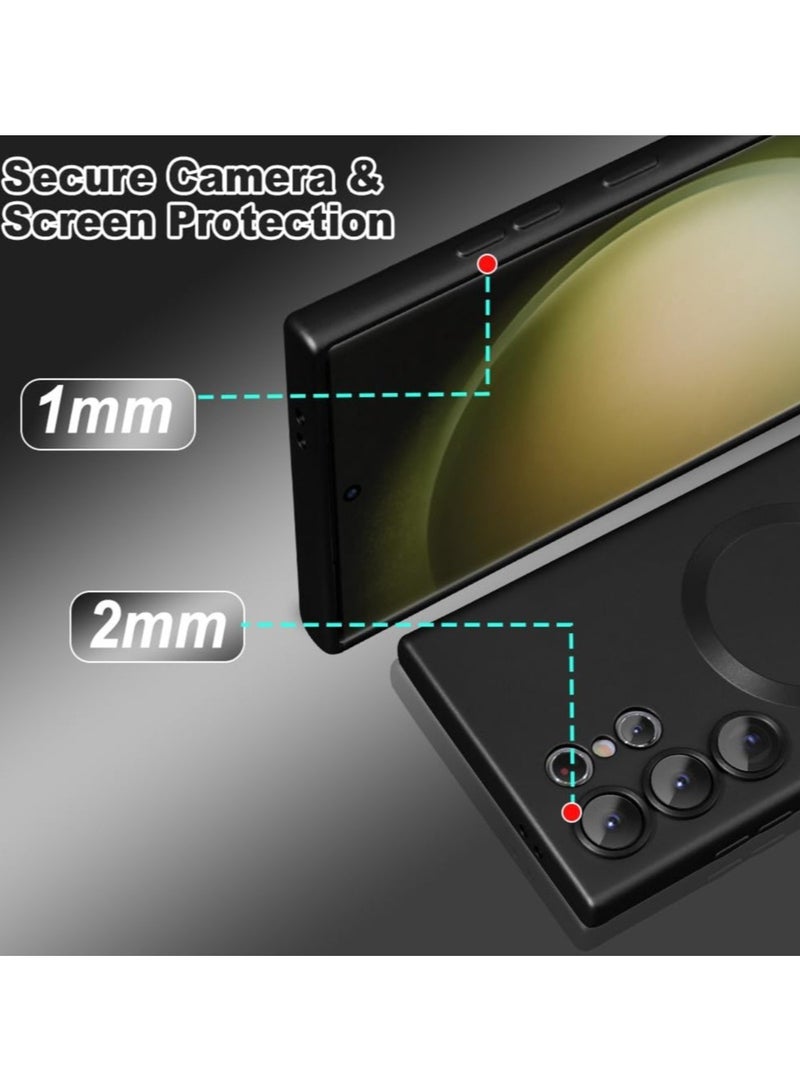 Magnetic Case for Samsung Galaxy S25 Ultra for Women Men , Matte Luxury Metallic Luster Flexible TPU Shockproof Case with Screen Protector - purple - Image 5