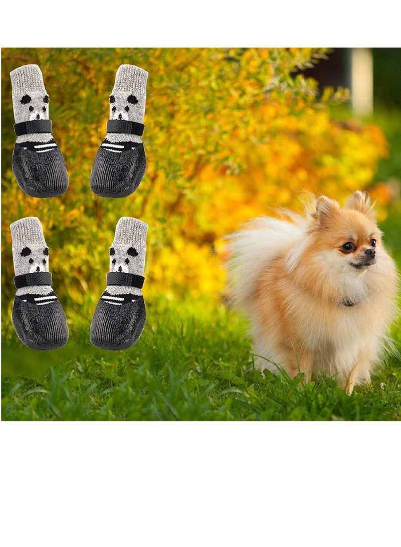 Barakah 4 Pack Little Small Dogs Cats Dog Socks Non Slip Skid Grippers Traction Control Pads, for Floors Indoor Wear Pet Paw Grips Double Rugged Protection Adhesive Anti Knit Replacement Booties - Image 5