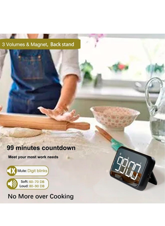 4-Inch Magnetic Digital Timer for Kids - Bright Display, Silent Operation, Perfect for Classroom & Kitchen Use (Black)  - Image 3