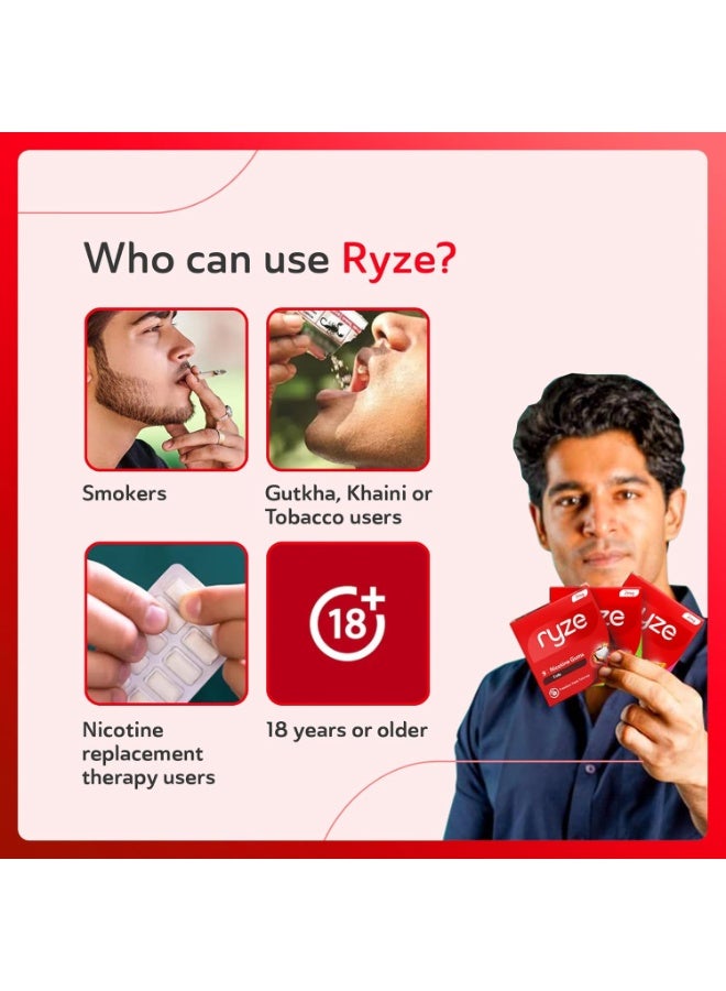 RYZE Nicotine Gum 2mg | Pan Masala | Soft Chew, Easy on Throat, Sugar Free | Quitting Smoking & Chewing | Smoking Cessation | 180 gums (9 Gums Each Pack) | Combo Pack of 20 - Image 3