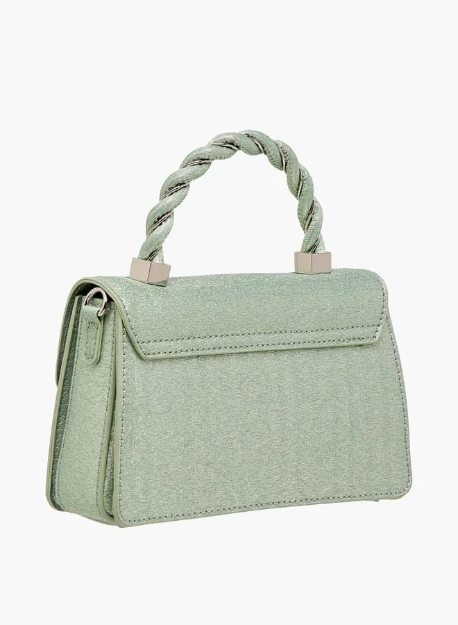 Flora Bella By Shoexpress Women's Textured Satchel Bag with Handle and Chain Strap