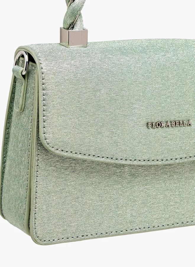 Flora Bella By Shoexpress Women's Textured Satchel Bag with Handle and Chain Strap