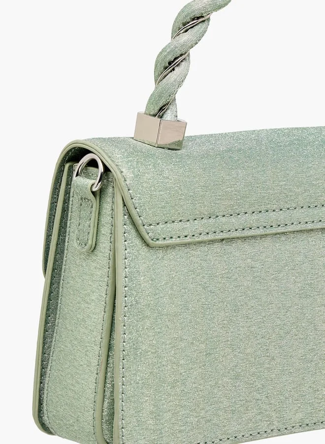 Flora Bella By Shoexpress Women's Textured Satchel Bag with Handle and Chain Strap