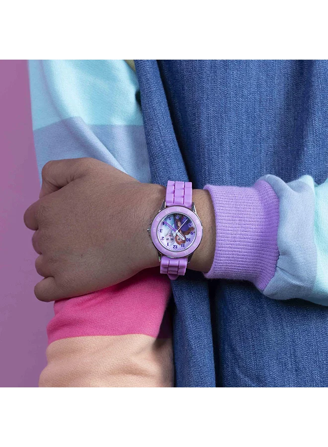 ديزني Girls Analog Round Shape Silicon Wrist Watch - FZN9505ARG - 32 Millimeter