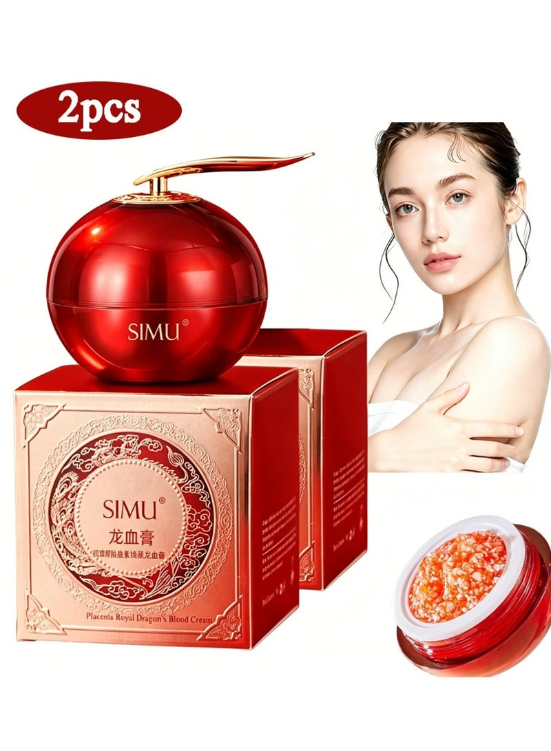 SIMU Dragon Blood Cream,Retinol Placenta Dragon Blood Cream,Retinol Placenta Royal Dragoncream,Red Protein Elastic Moisturizingcream,Anti-Wrinkle Face Cream (2PC) - Image 1