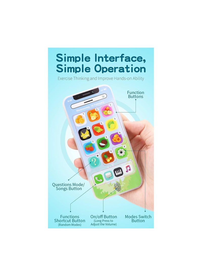 GGOOT Simulated Mobile Phone, Plastic Kids Children Touch Screen Phone Educational Cellphone Music English Learning Toy for Toddlers Boys and Girls 1 Year Olds + - Image 2