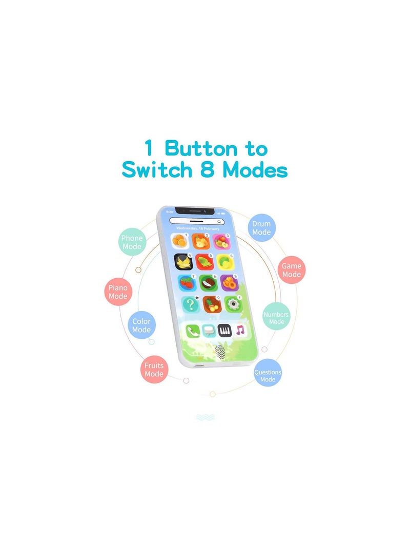 GGOOT Simulated Mobile Phone, Plastic Kids Children Touch Screen Phone Educational Cellphone Music English Learning Toy for Toddlers Boys and Girls 1 Year Olds + - Image 3